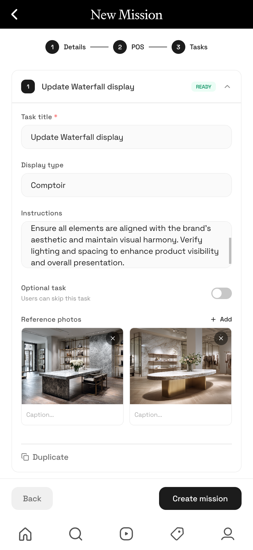 Visual merchandising task distribution
