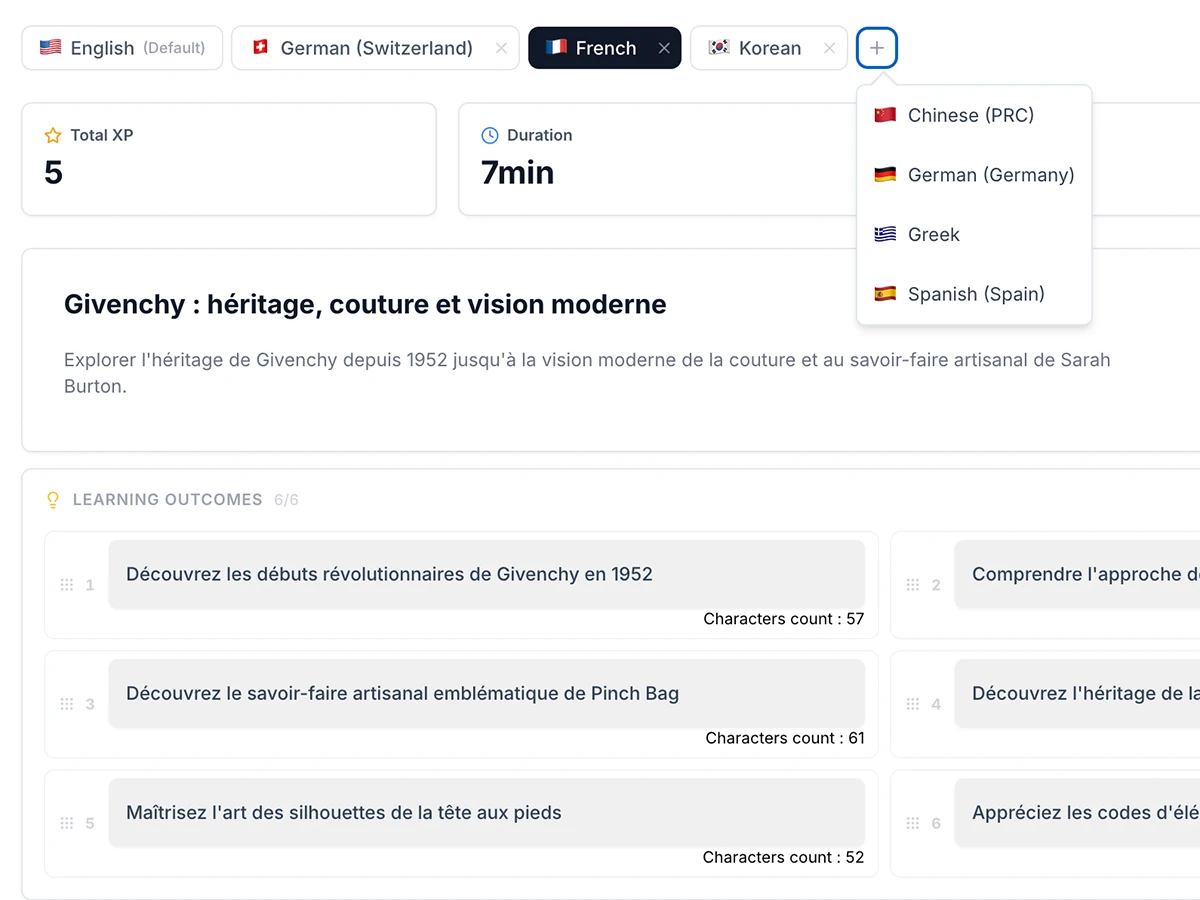 Interface de localisation avec plus de 80 langues